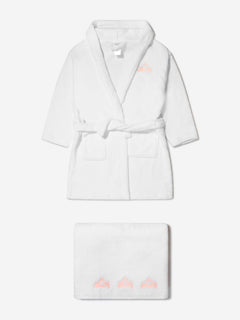 Cotton and Company Girls Cotton Crown Bathrobe And Towel Set