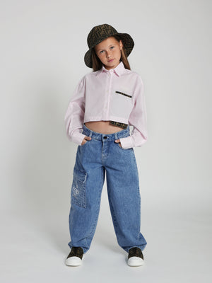 Fendi Kids Washed Denim Jeans in Blue