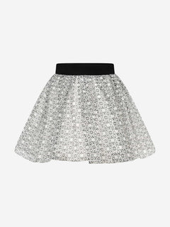 Elie Saab Girls Patterned Silk Skirt in Black