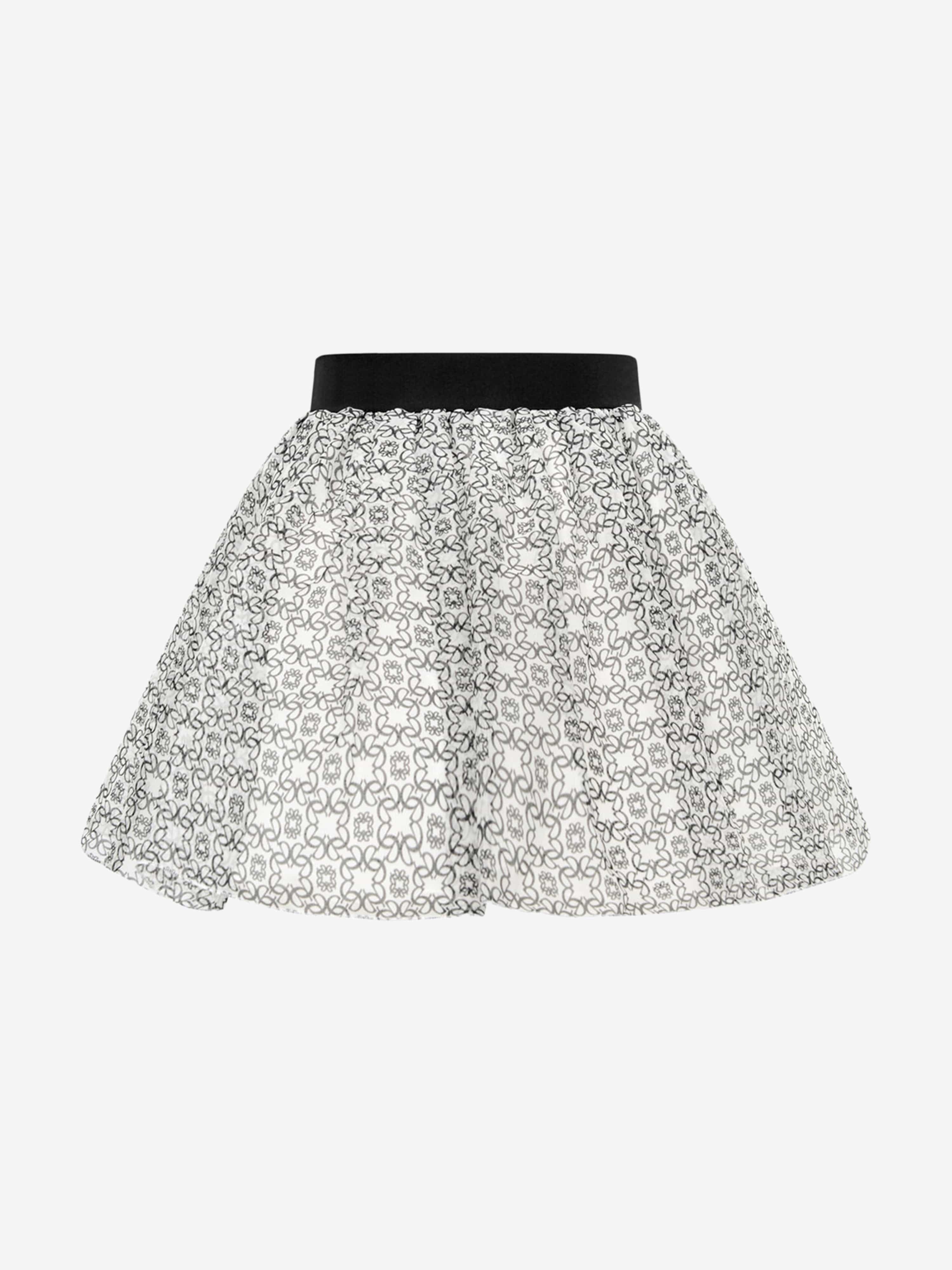 Elie Saab Girls Patterned Silk Skirt in Black