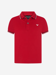 Emporio Armani Boys Logo Polo Shirt in Red