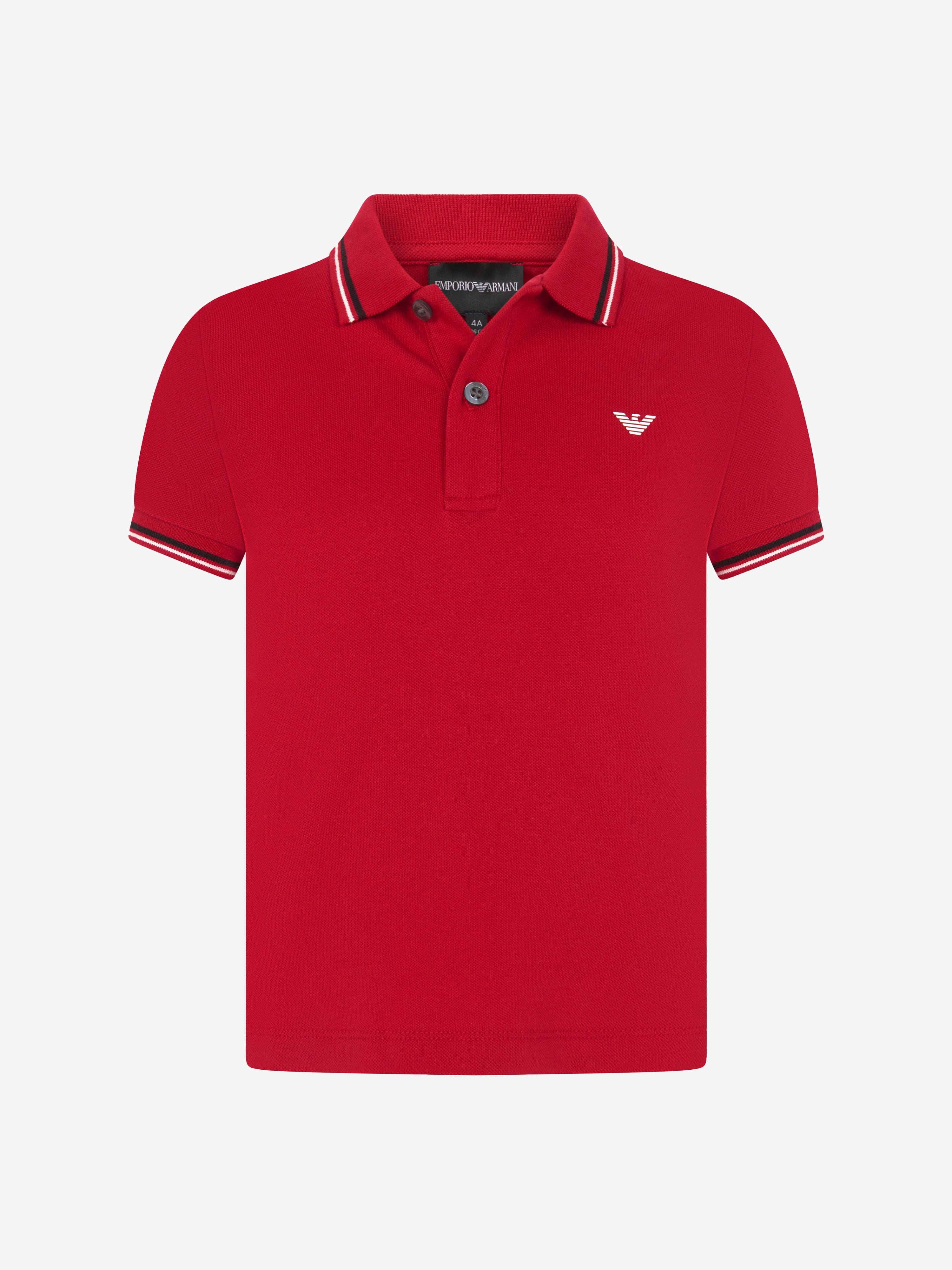 Emporio Armani Boys Logo Polo Shirt in Red
