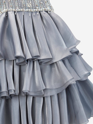 Maison Ava Girls Lumi Icy Occasion Dress in Grey