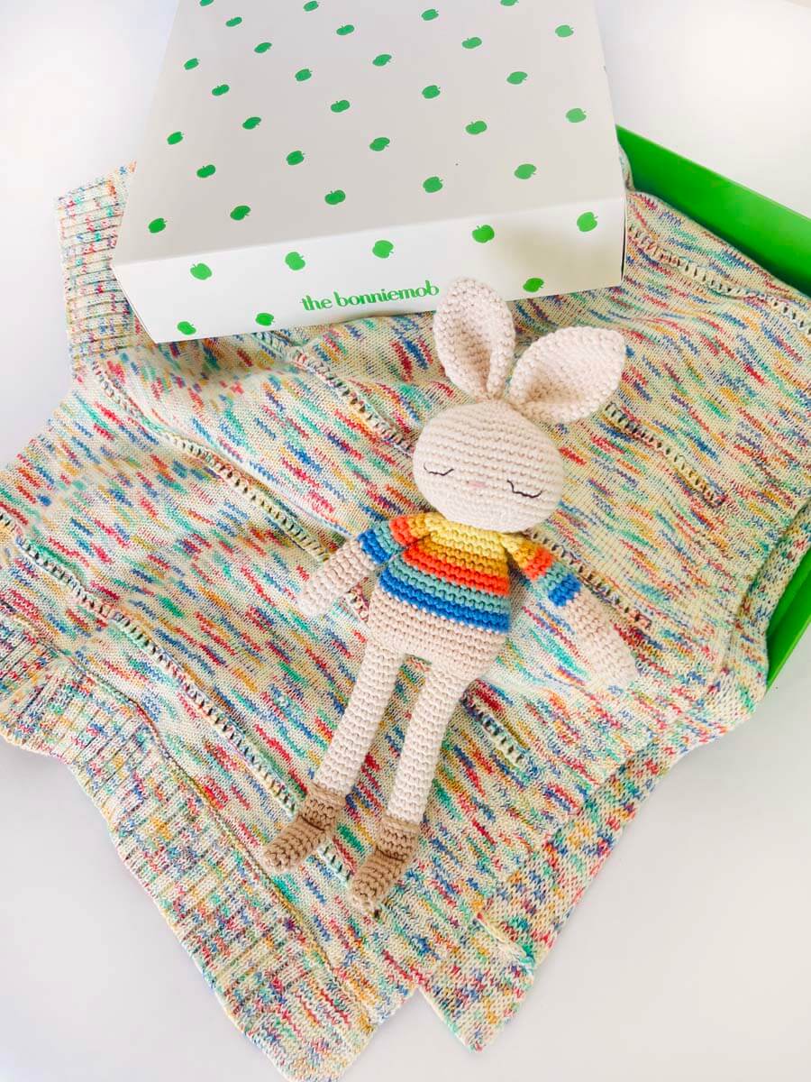 Bonnie Bunny Crochet Toy - Rainbow stripe