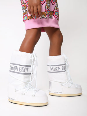 Moon Boot Kids Icon Nylon Snow Boots in White