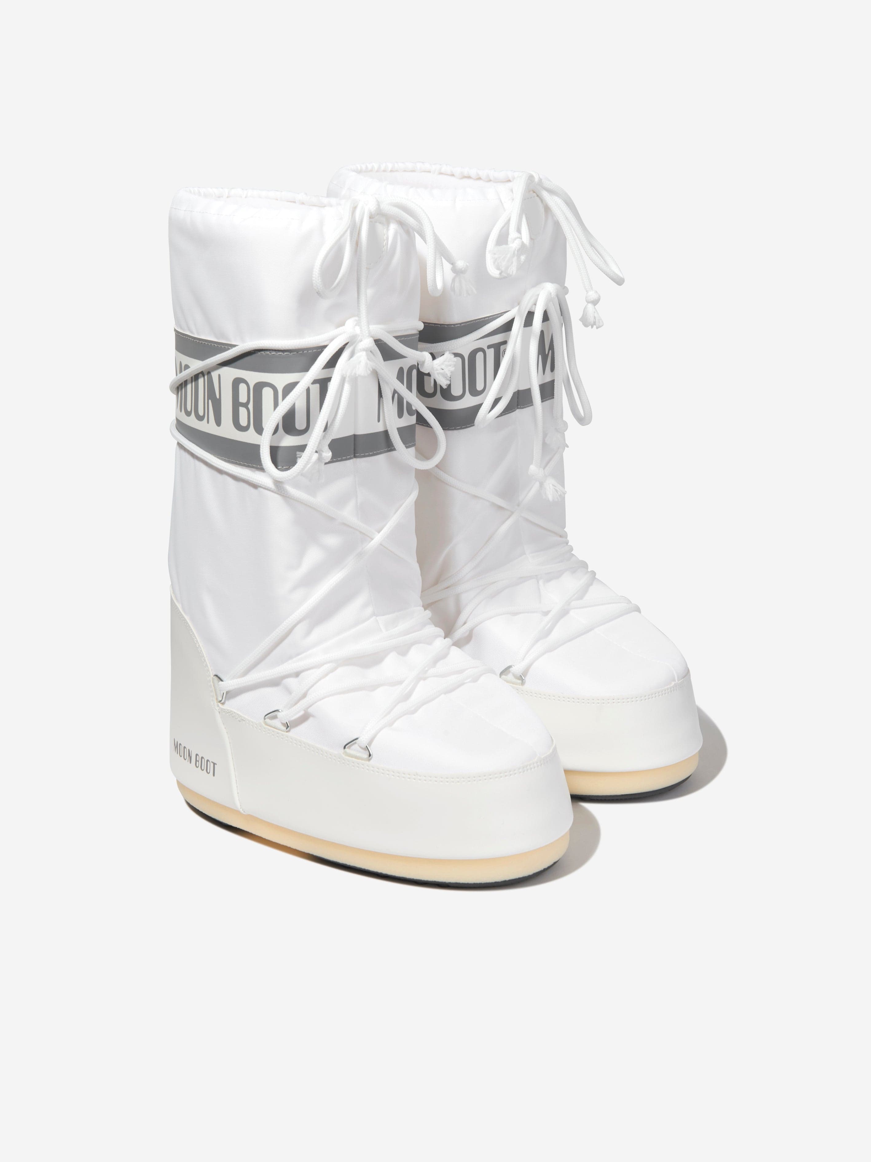 Moon Boot Kids Icon Nylon Snow Boots in White