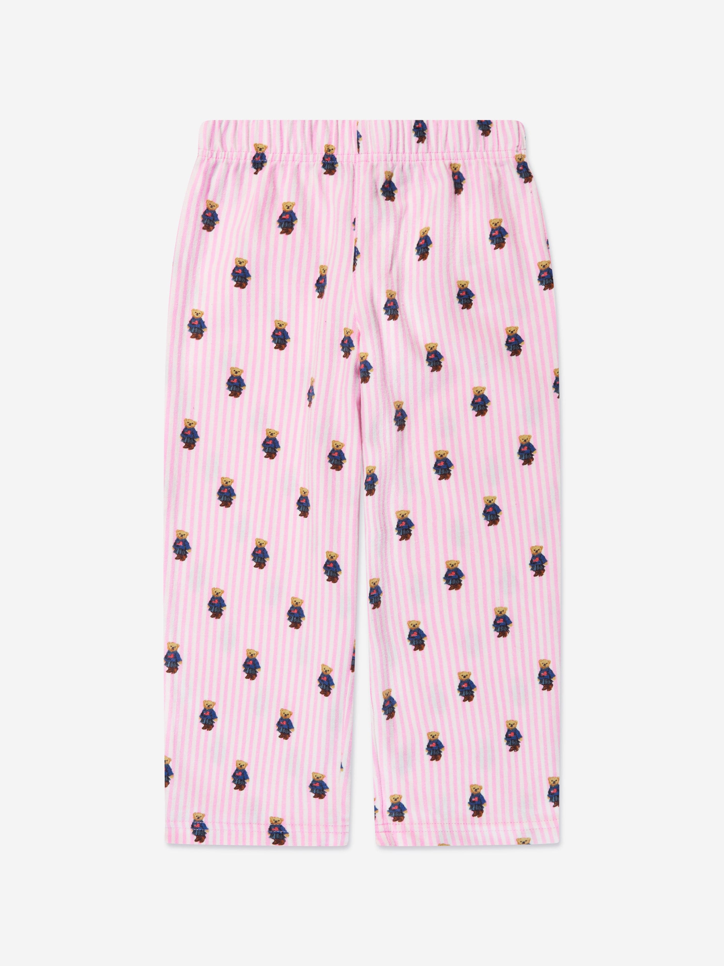 Ralph Lauren Girls Bear Pyjamas Set in Pink