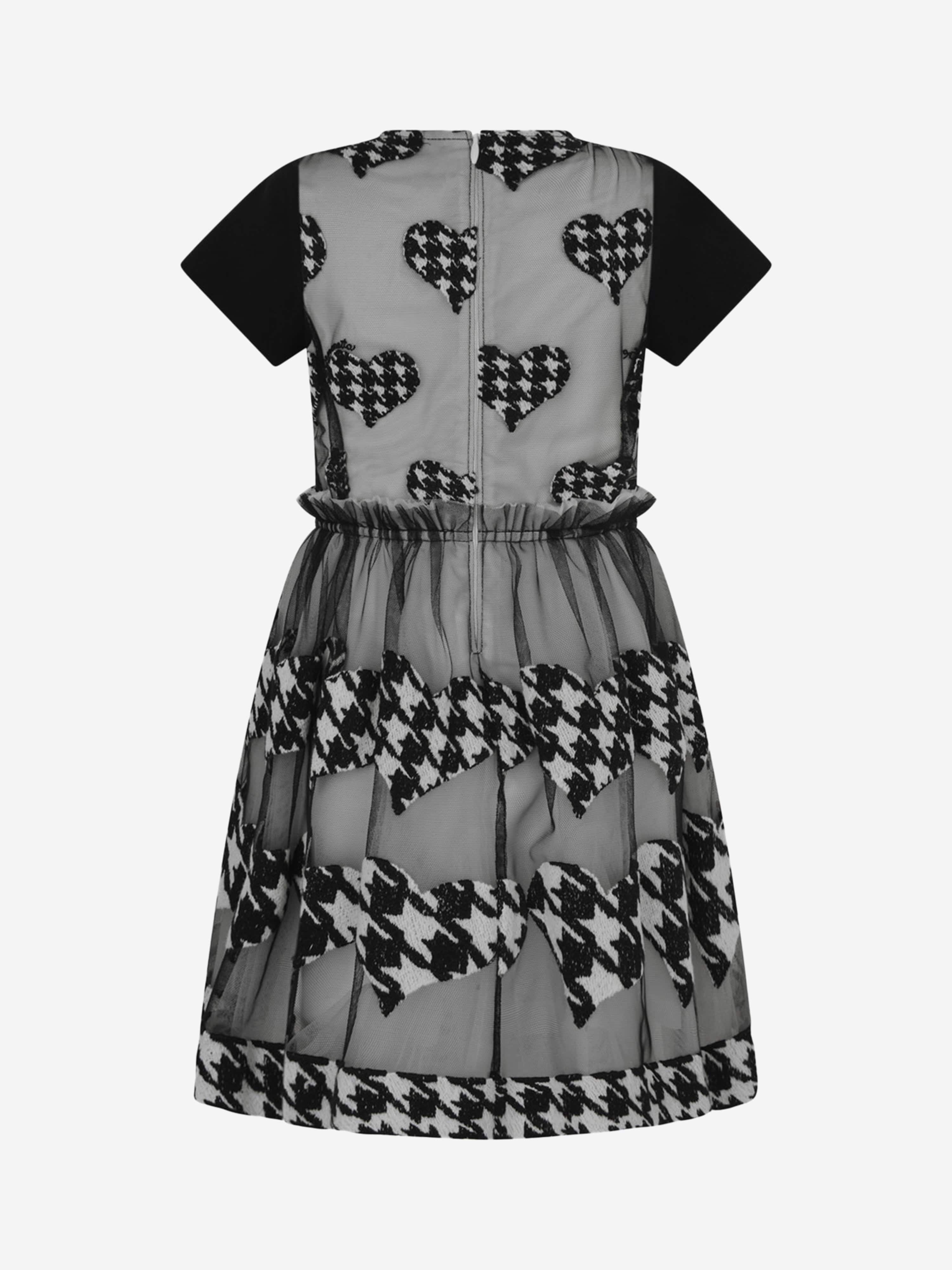 Simonetta  Houndstooth Heart Embroidered Dress