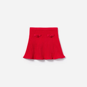 Self Portrait Girls Ribbed Knit Skirt in Red