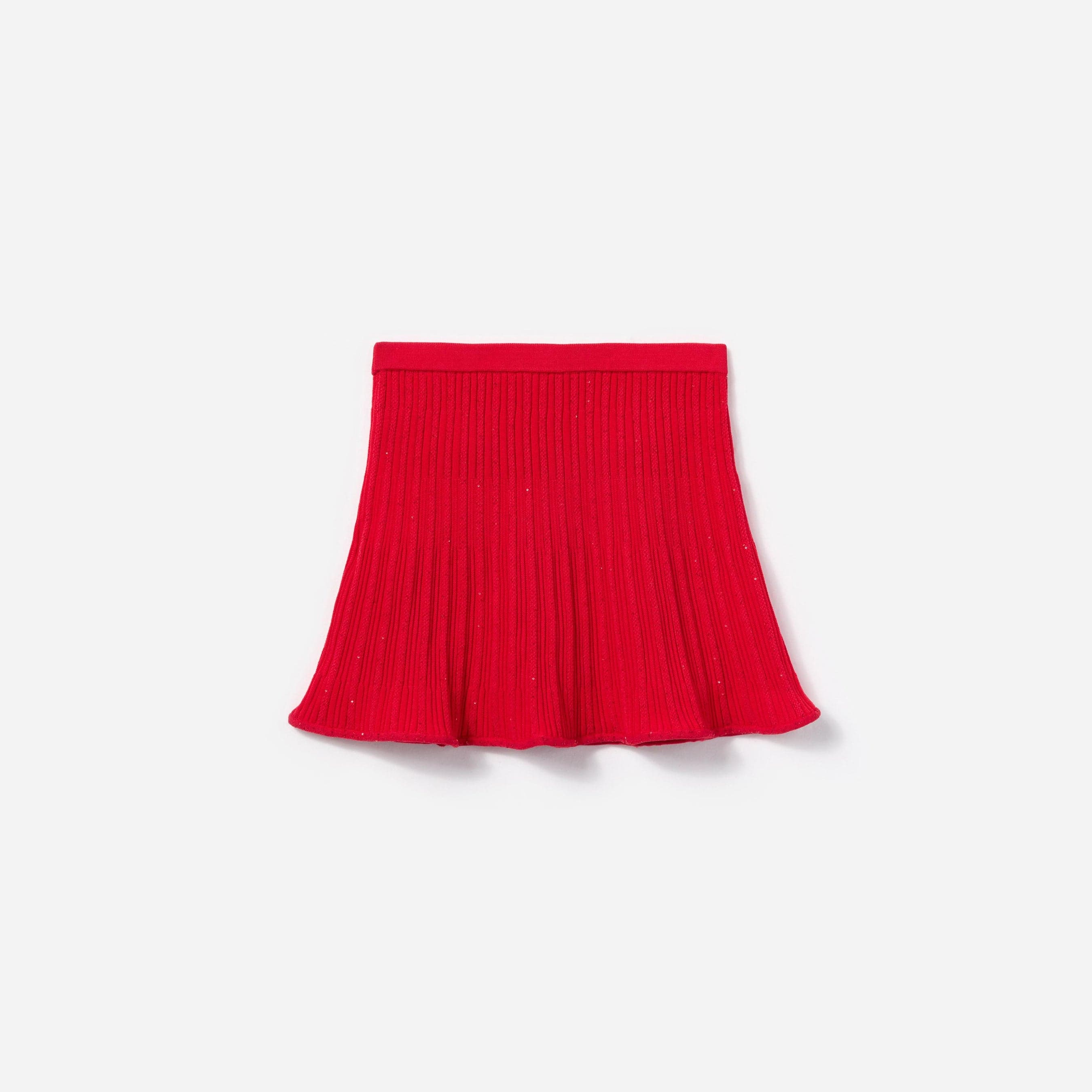 Self Portrait Girls Ribbed Knit Skirt in Red