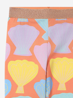 Stella McCartney Girls Shell Print Leggings in Orange