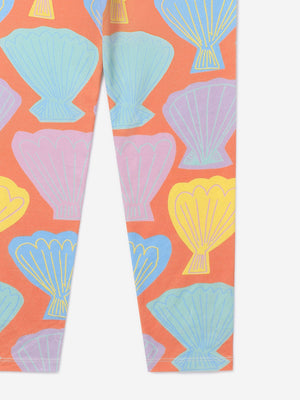 Stella McCartney Girls Shell Print Leggings in Orange