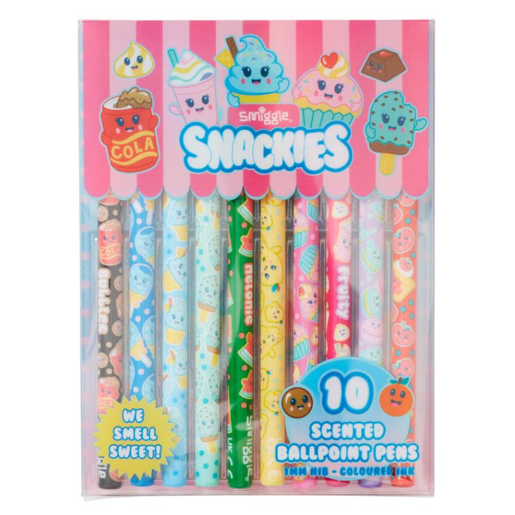 Smiggle - Snackies Kokulu 10'lu Tükenmez Boya Kalemleri-Dinossi