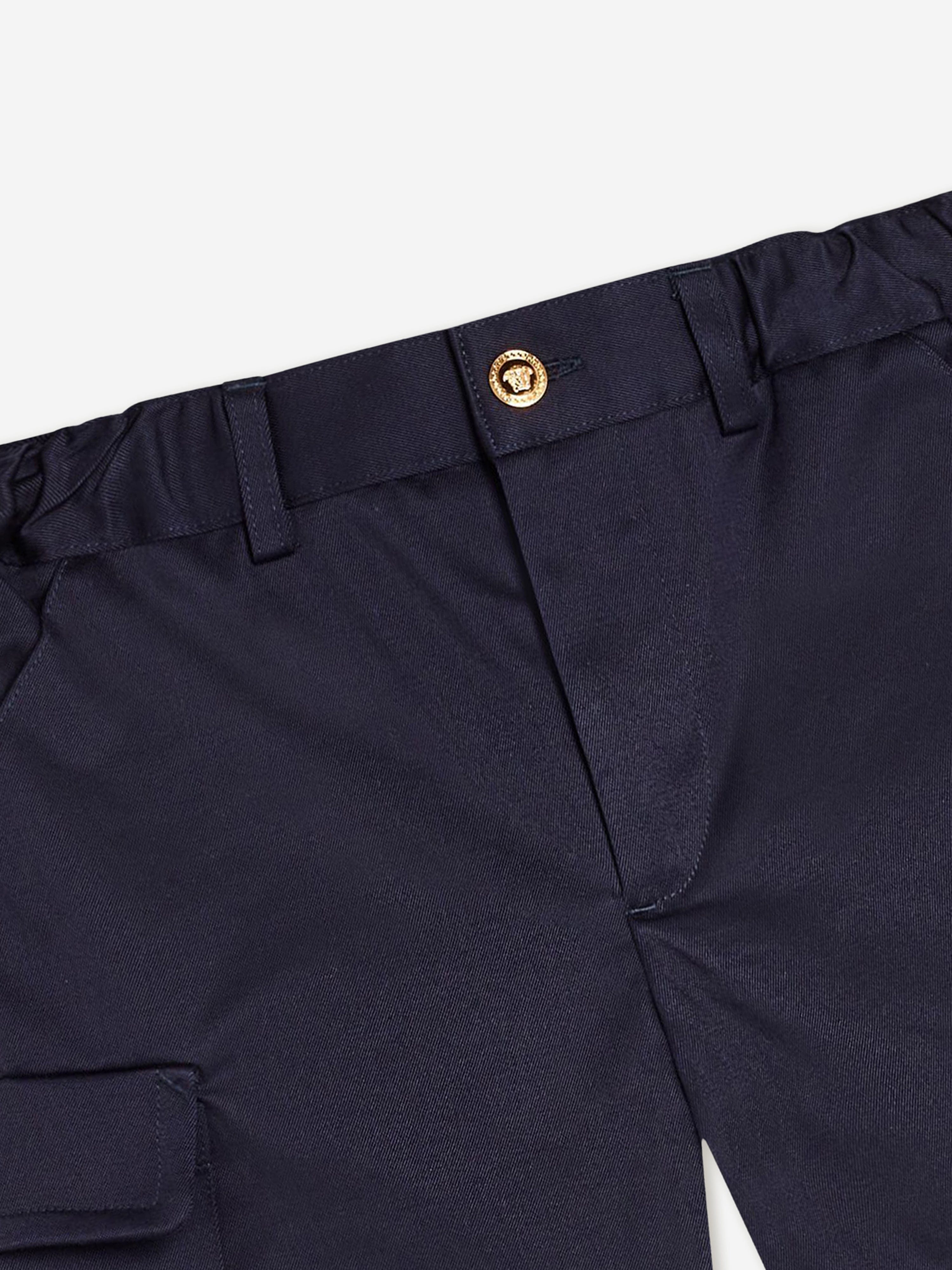 Versace Boys Logo Cargo Shorts in Navy