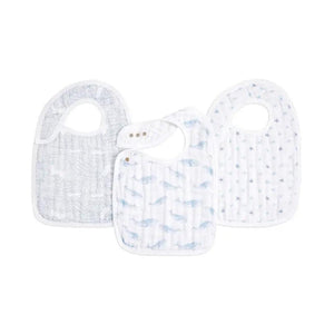 aden + anais Organic Cotton Muslin Snap Bibs 3pk - Oceanic-bibs-Oceanic-One Size | Natural Baby Shower