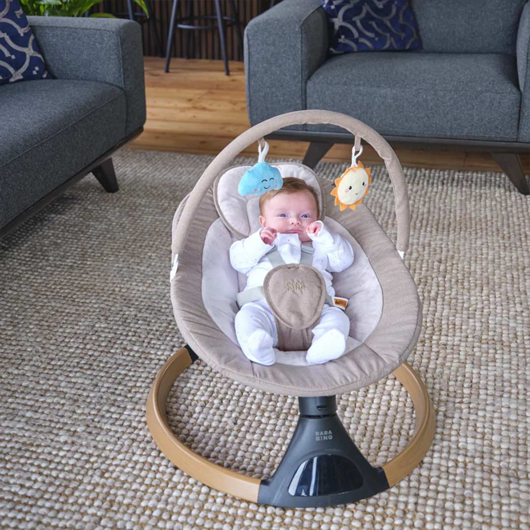 Bababing Automatic Hub 2 Baby Swing - Beige-Baby Bouncers-Beige- | Natural Baby Shower