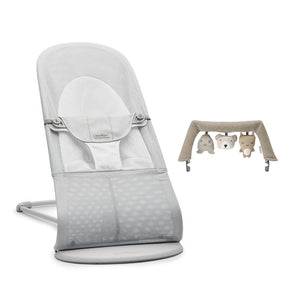 BabyBjorn Balance Soft Mesh Baby Bouncer - Grey Frame - Silver/White-Baby Bouncers-Soft Friends Sand- | Natural Baby Shower