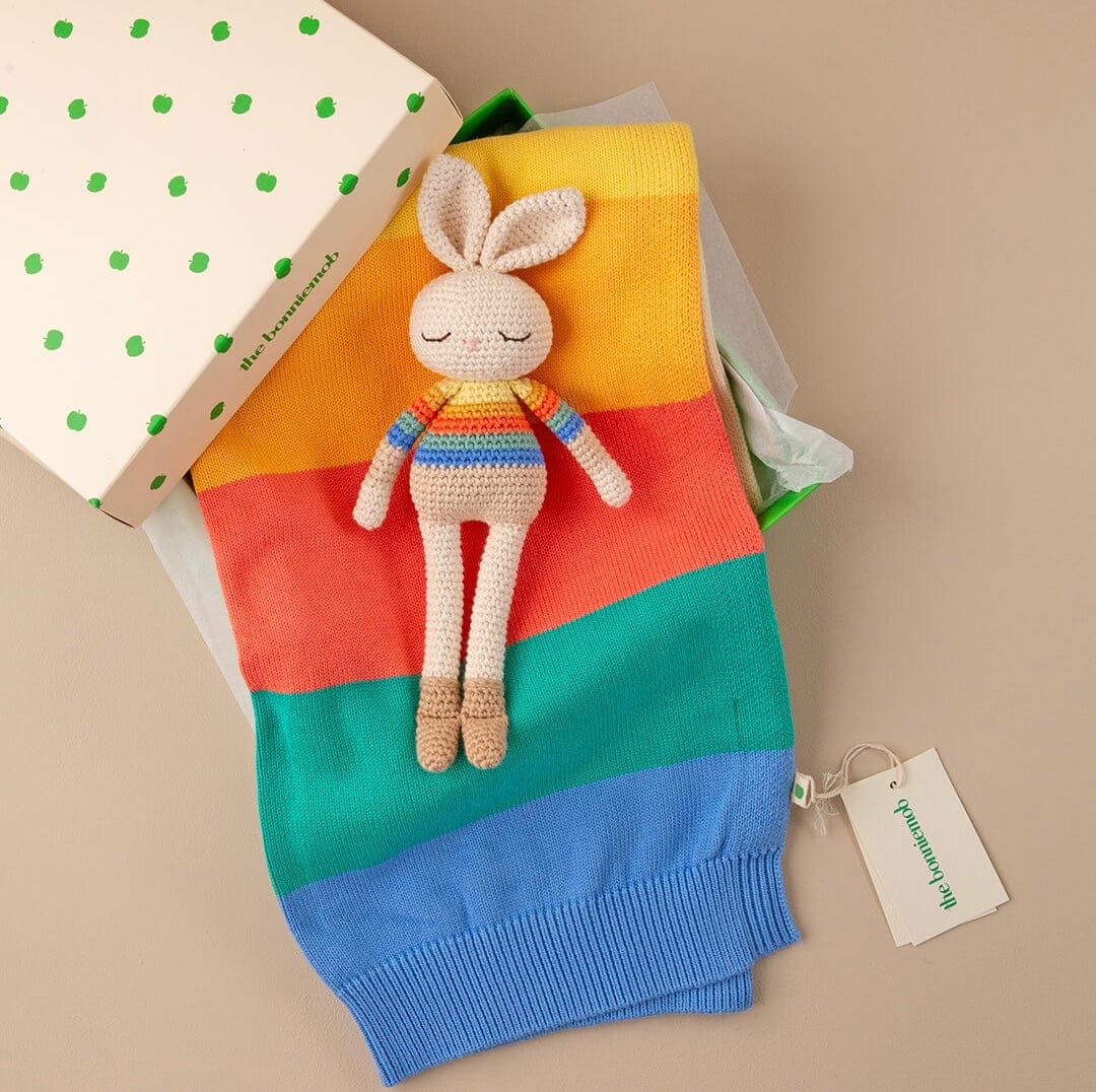 Bonnie Bunny Crochet Toy - Rainbow stripe
