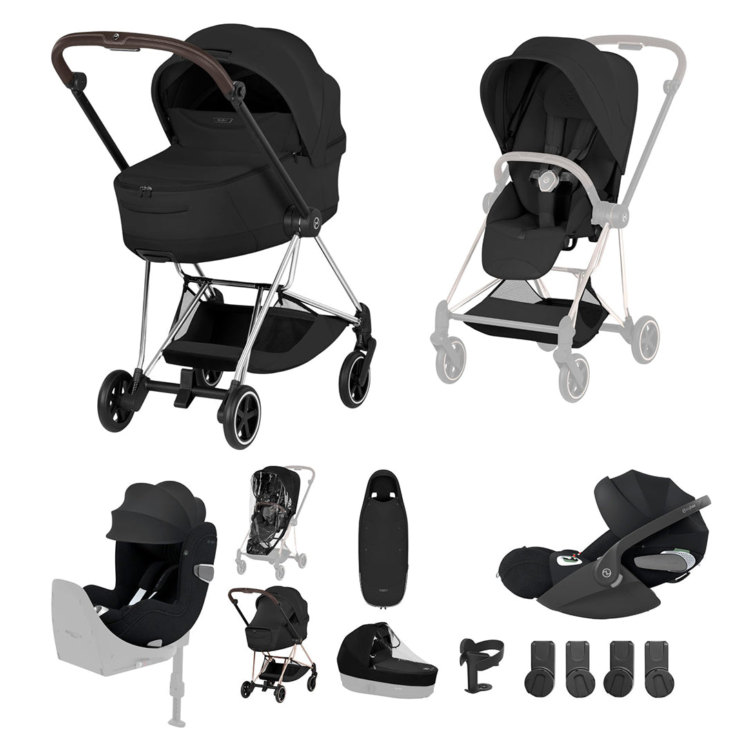 Cybex Mios Ultimate Birth & Beyond Bundle - Style Collection-Travel Systems-Sepia Black-Chrome Brown | Natural Baby Shower