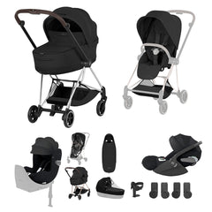 Cybex Mios Ultimate Birth & Beyond Bundle - Style Collection-Travel Systems-Sepia Black-Chrome Brown | Natural Baby Shower
