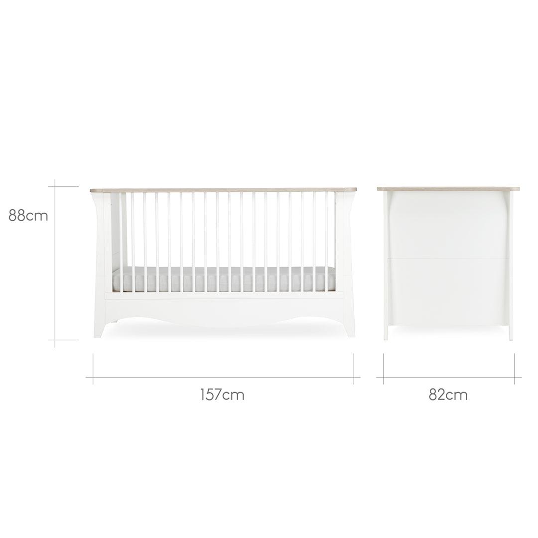 CuddleCo Clara 2 Piece Set 3-Drawer Dresser + Cot Bed - White/Ash-Nursery Sets- | Natural Baby Shower