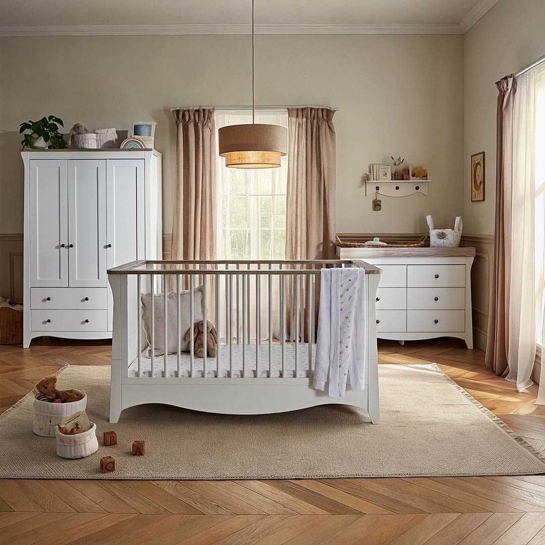 CuddleCo Clara Luxe 3pc Set - White/Ash-Nursery Sets-White/Ash- | Natural Baby Shower