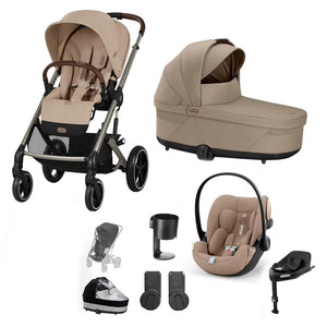 CYBEX Balios S Lux + Cloud G Travel System-Travel Systems-Almond Beige-No Footmuff | Natural Baby Shower