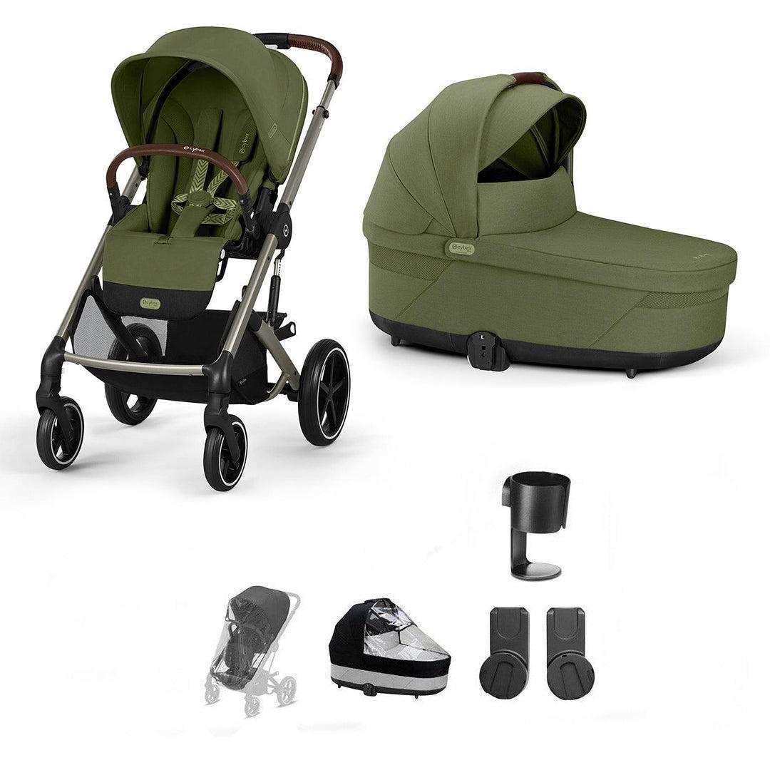 CYBEX Balios S Lux Essential Pushchair Bundle-Stroller Bundles-Moss Green-No Footmuff | Natural Baby Shower