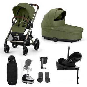 CYBEX Balios S Lux + Cloud G Travel System-Travel Systems-Moss Green-Gold Footmuff | Natural Baby Shower