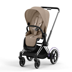CYBEX e-Priam Pushchair - Cozy Beige-Strollers-Chrome Black-No Carrycot | Natural Baby Shower