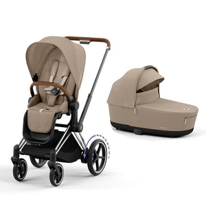 CYBEX e-Priam Pushchair - Cozy Beige-Strollers-Chrome Brown-Lux Carrycot | Natural Baby Shower