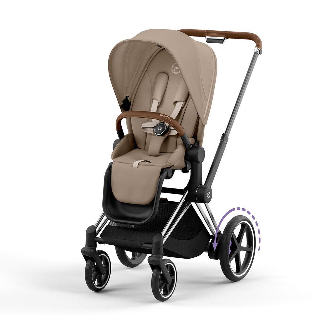 CYBEX e-Priam Pushchair - Cozy Beige-Strollers-Chrome Brown-No Carrycot | Natural Baby Shower