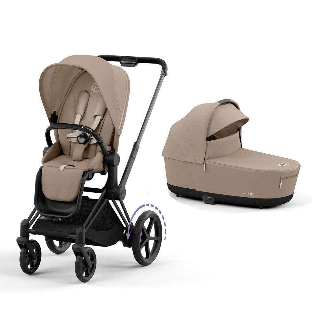CYBEX e-Priam Pushchair - Cozy Beige-Strollers-Matt Black-Lux Carrycot | Natural Baby Shower