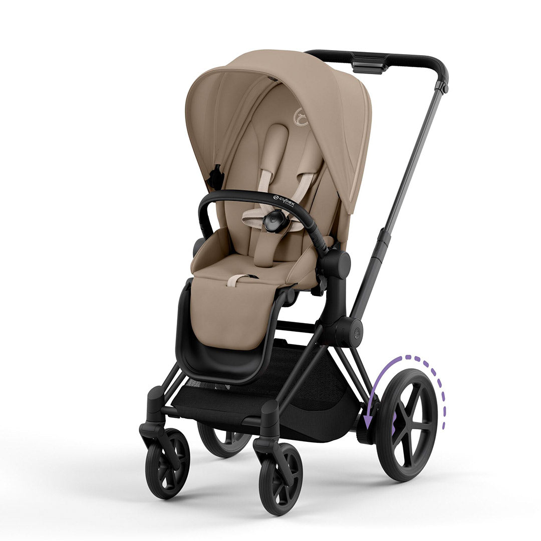 CYBEX e-Priam Pushchair - Cozy Beige-Strollers-Matt Black-No Carrycot | Natural Baby Shower