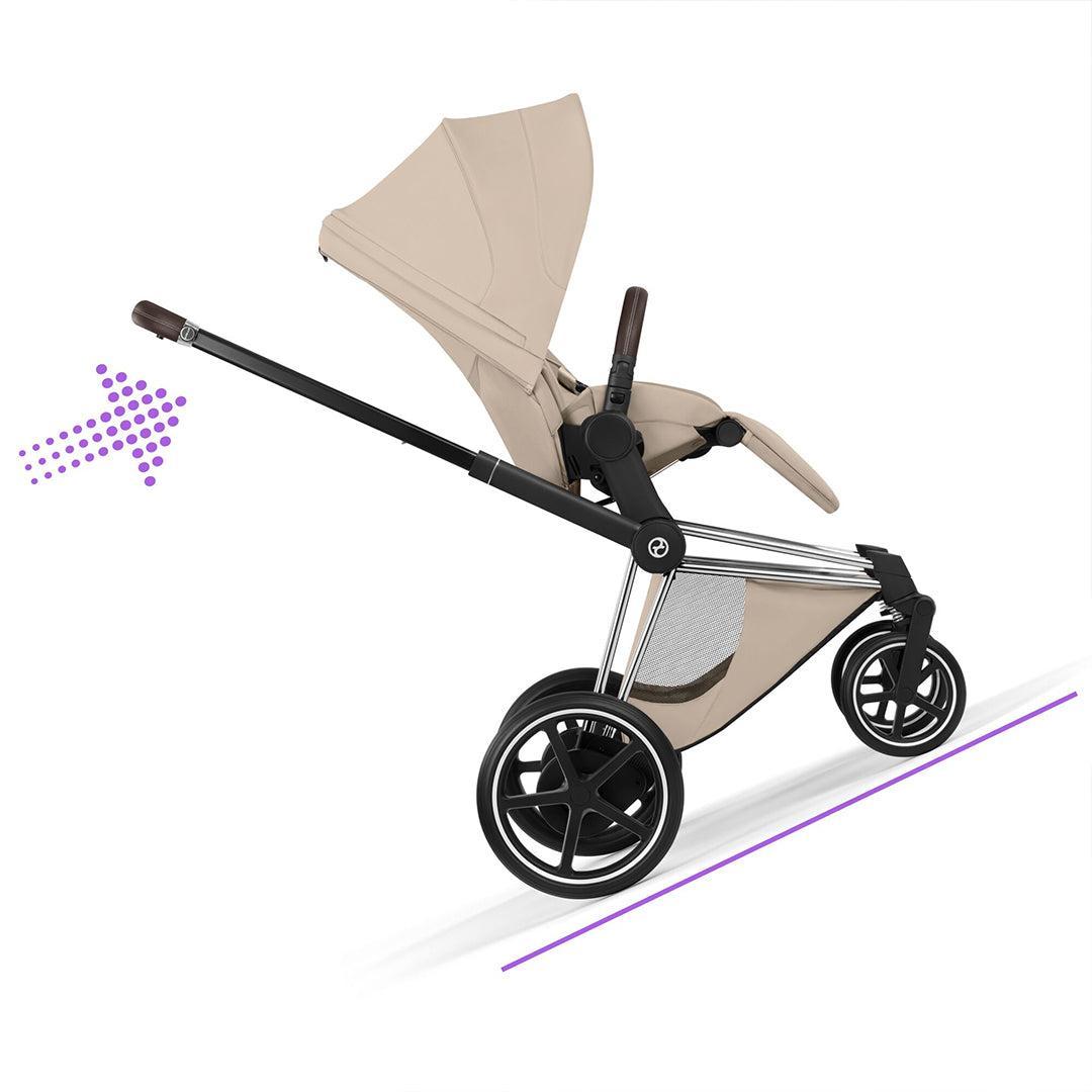 CYBEX e-Priam Style Single Pushchair-Strollers-Sepia Black-Chrome Brown | Natural Baby Shower