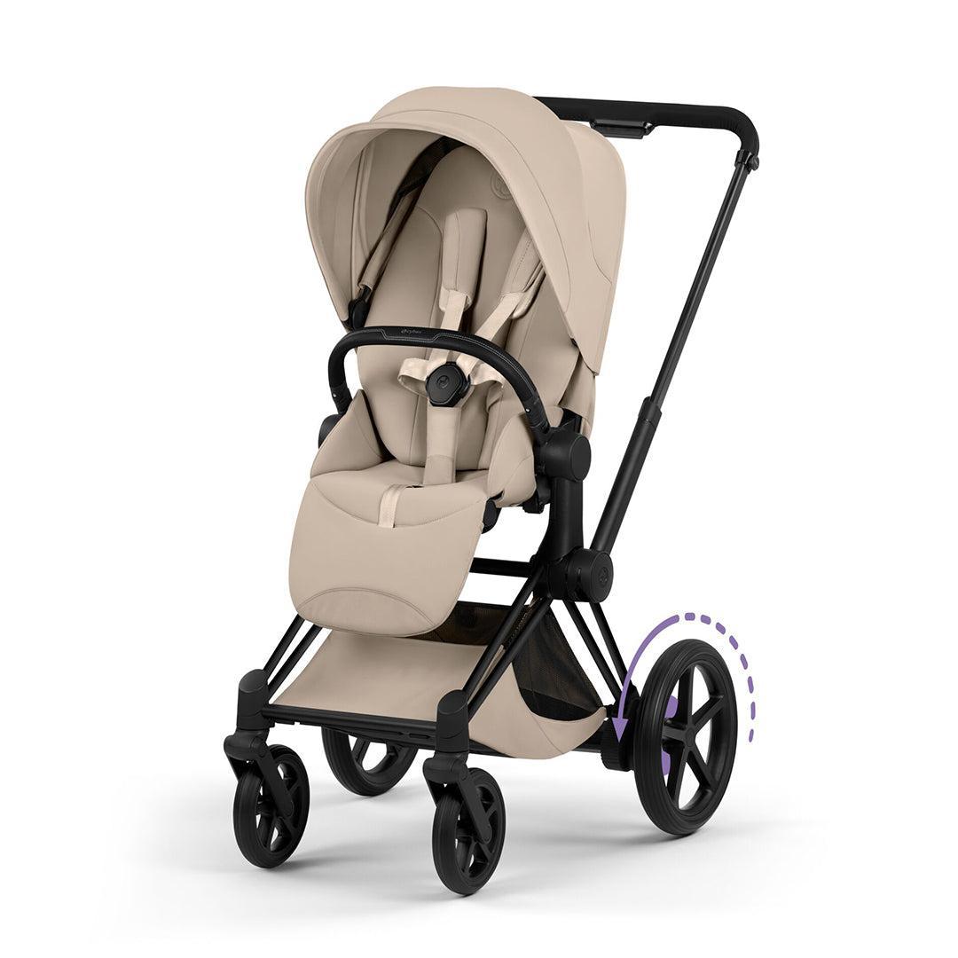 CYBEX e-Priam Style Single Pushchair-Strollers-Cozy Beige-Matt Black | Natural Baby Shower