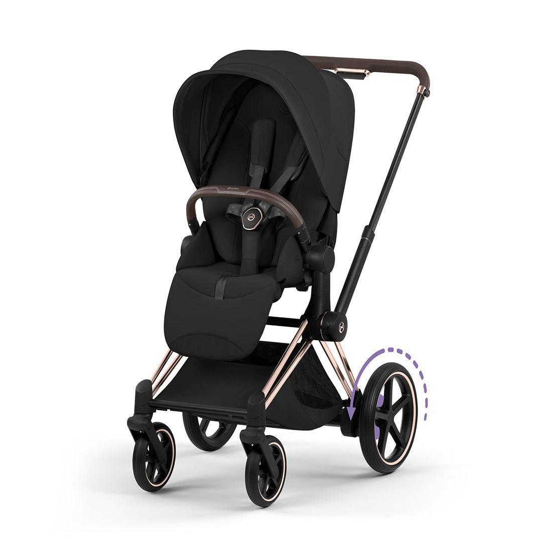 CYBEX e-Priam Style Single Pushchair-Strollers-Sepia Black-Rose Gold | Natural Baby Shower