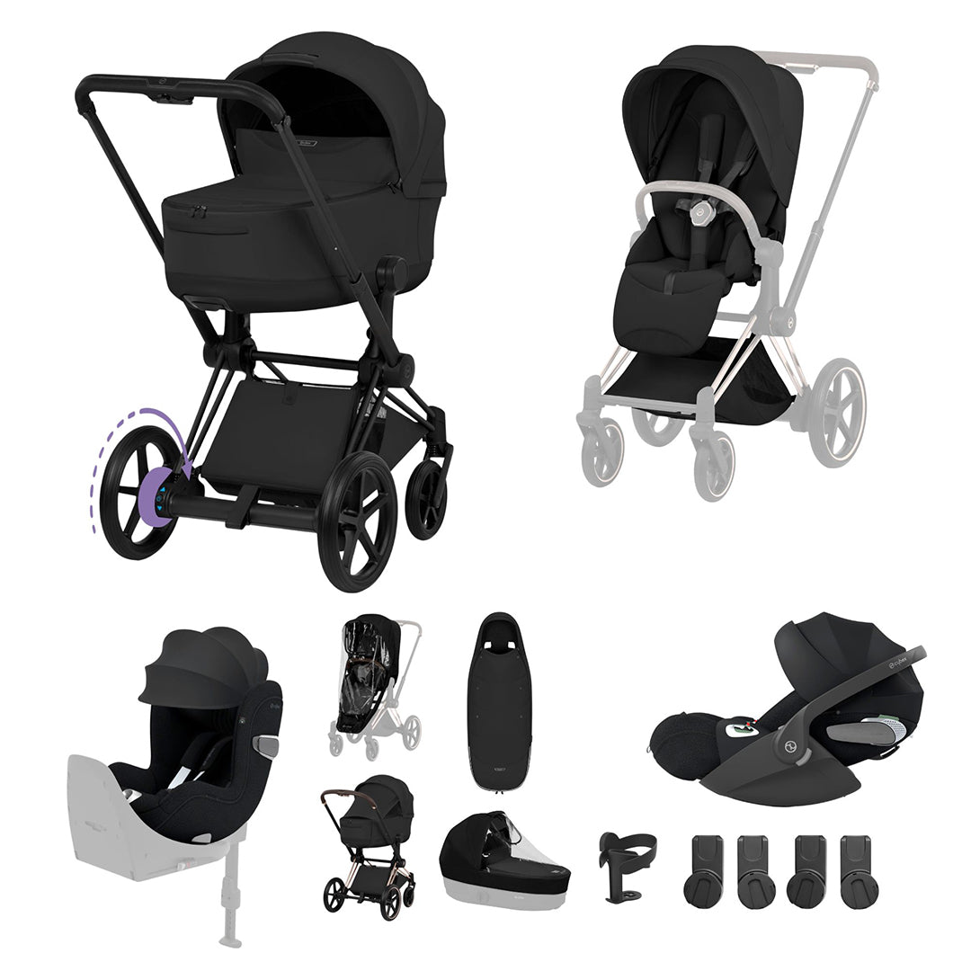 Cybex e-Priam Ultimate Birth & Beyond Bundle - Style Collection-Travel Systems-Sepia Black-Matt Black | Natural Baby Shower