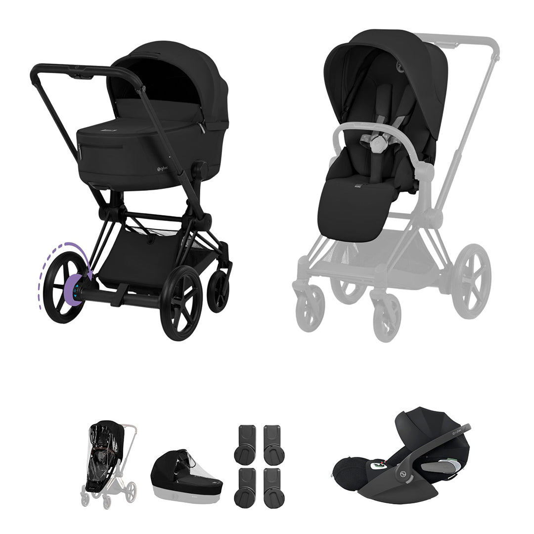 Cybex e-Priam Ultimate Bundle - Comfort Collection-Travel Systems-Sepia Black-Without Base | Natural Baby Shower