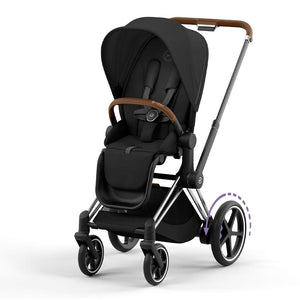 CYBEX e-Priam Pushchair - Sepia Black-Strollers-Sepia Black/Chrome & Brown-No Carrycot | Natural Baby Shower