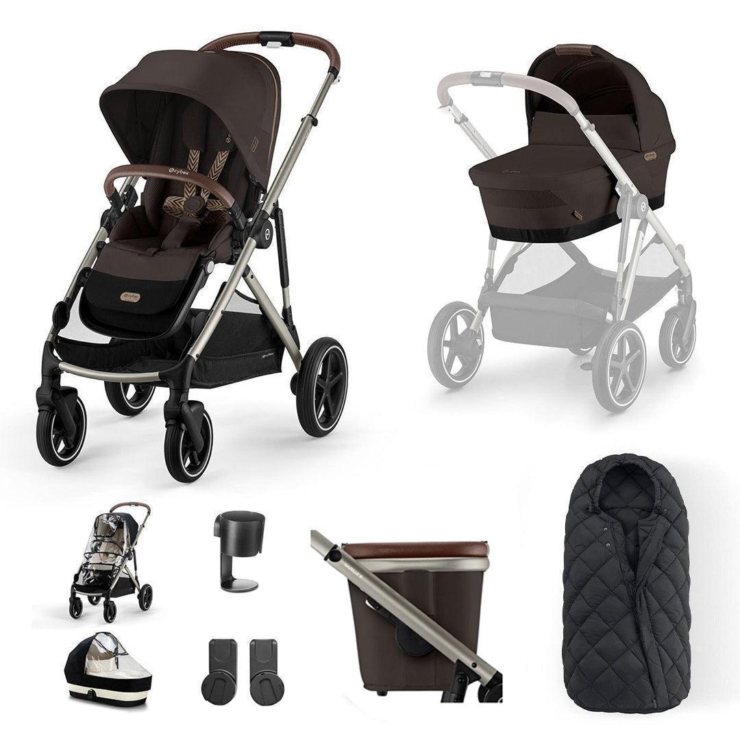 CYBEX Gazelle S Essential Pushchair Bundle-Stroller Bundles-Almond Beige-No Footmuff | Natural Baby Shower