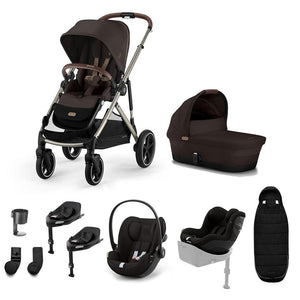 CYBEX Gazelle S Newborn to Toddler Ultimate Bundle-Travel Systems-Chocolate Brown-2 x Base G | Natural Baby Shower