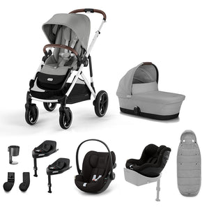 CYBEX Gazelle S Newborn to Toddler Ultimate Bundle-Travel Systems-Stone Grey-2 x Base G | Natural Baby Shower