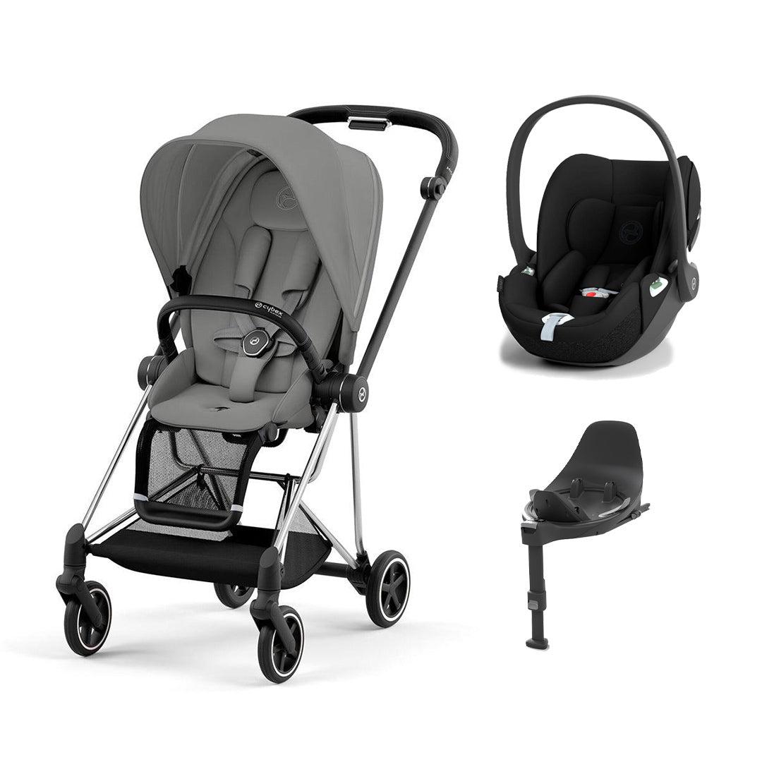 CYBEX Mios + Cloud T Travel System - Mirage Grey-Travel Systems-Mirage Grey/Chrome Black-None | Natural Baby Shower
