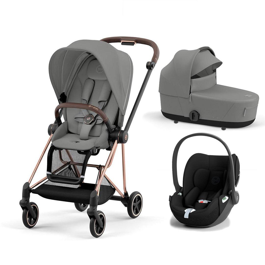 CYBEX Mios + Cloud T Travel System - Mirage Grey-Travel Systems-Mirage Grey/Rose Gold-Lux | Natural Baby Shower