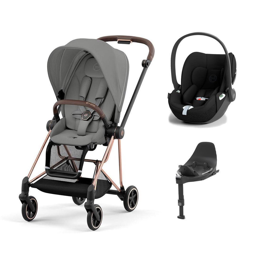CYBEX Mios + Cloud T Travel System - Mirage Grey-Travel Systems-Mirage Grey/Rose Gold-None | Natural Baby Shower
