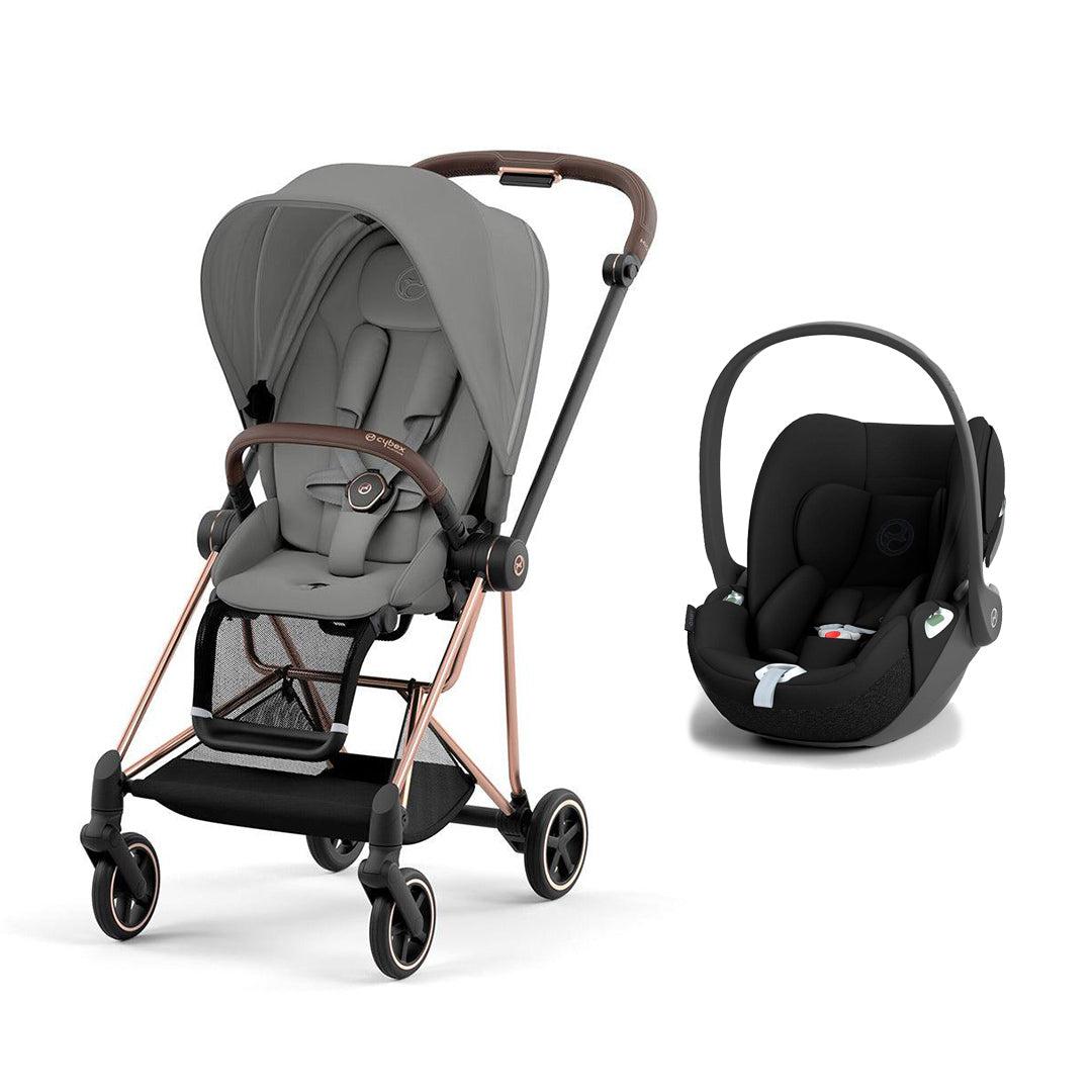 CYBEX Mios + Cloud T Travel System - Mirage Grey-Travel Systems-Mirage Grey/Rose Gold-None | Natural Baby Shower