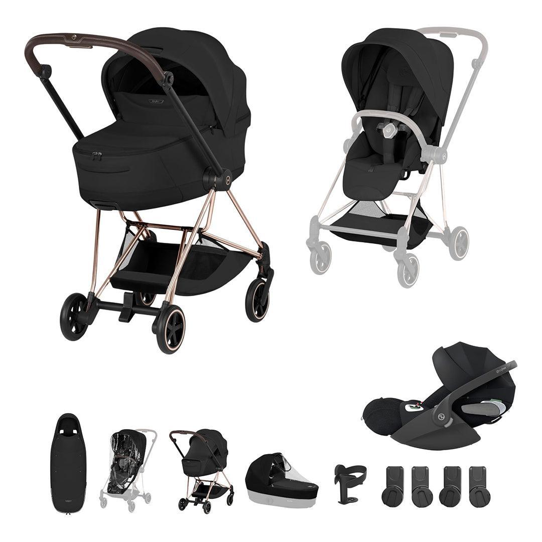 Cybex Mios Ultimate Accessory Bundle - Style Collection-Travel Systems-Sepia Black-Rose Gold | Natural Baby Shower