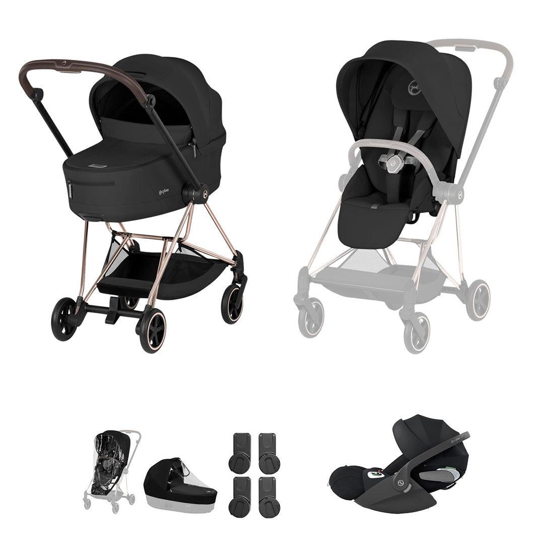 Cybex Mios Ultimate Bundle - Comfort Collection-Travel Systems-Sepia Black/Rose Gold-Without Base | Natural Baby Shower