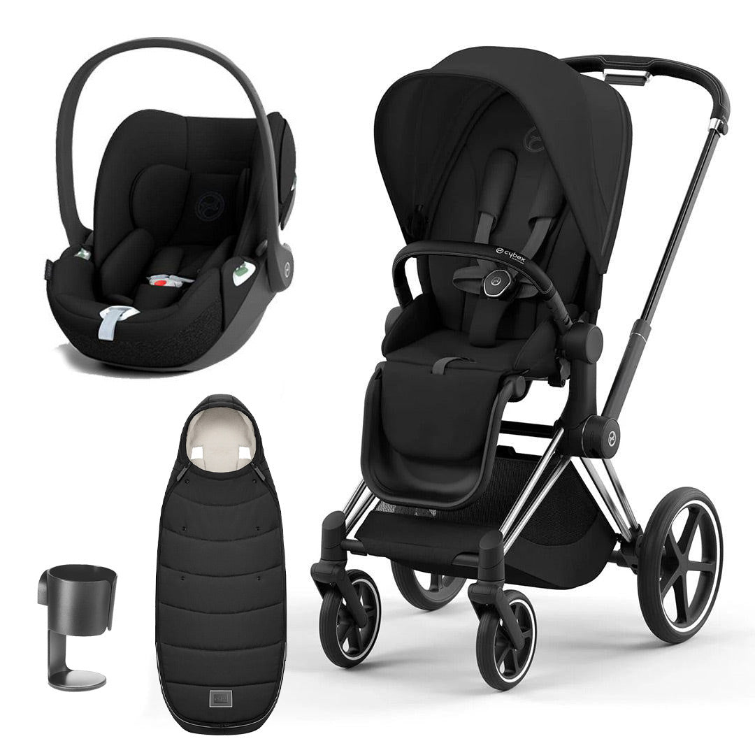 CYBEX Priam Cloud T Ultimate Travel System - Sepia Black-Travel Systems-Chrome Black-None | Natural Baby Shower